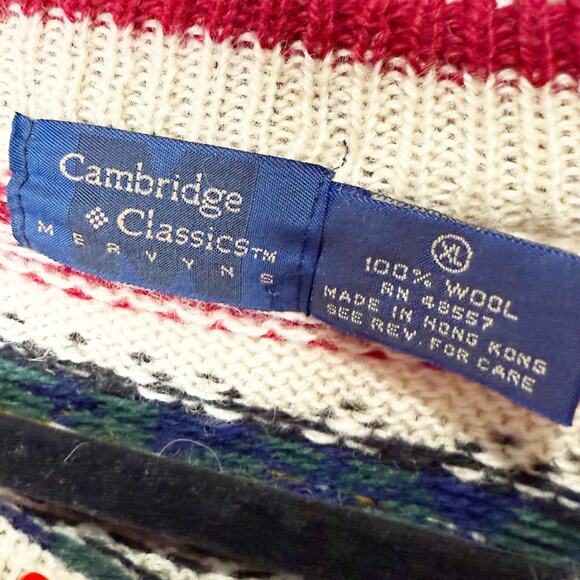 Vintage Cambridge Classics Slouchy 100% Wool Fairisle Grandpa Heavy Knit Sweater - Picture 7 of 7